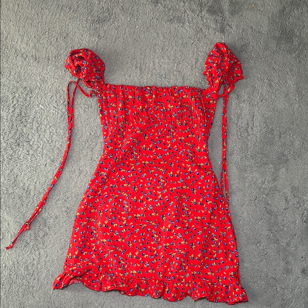 Red Floral Mini Dress